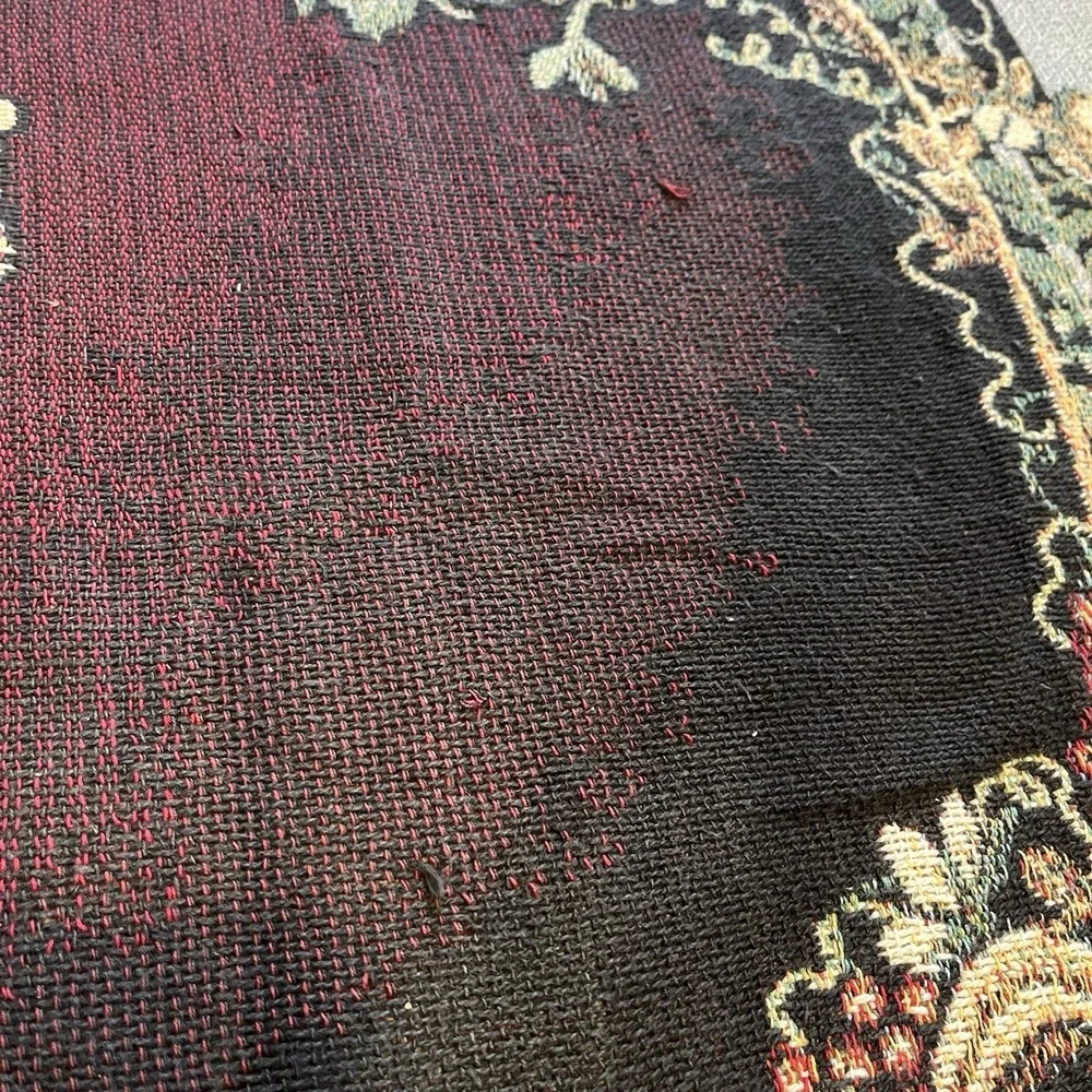 Vtg Goodwin Weavers Fruit Tapestry Throw Fringed Moody Old World Cottagecore